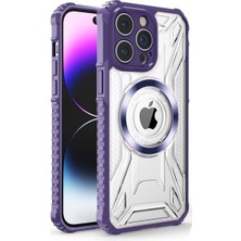 Case Street Apple iPhone 14 Pro Max Uyumlu Kılıf Prag Magsafe Özellikli Double Sided Non Slip Pc Tpu Kapak Derin Mor