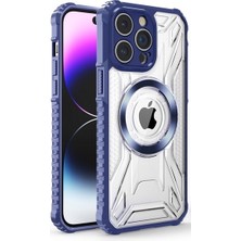 Dlrcase Apple iPhone 14 Pro Uyumlu Kılıf Prag Magsafe Özellikli Double Sided Non Slip Pc Tpu Kapak Mavi