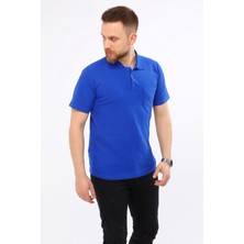 Çamdalı Iş Elbiseleri Polo Yaka T-Shirt Saks Mavi Kısa Kollu Pike Örme Iş Tişörtü XXXL