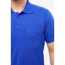 Çamdalı Iş Elbiseleri Polo Yaka T-Shirt Saks Mavi Kısa Kollu Pike Örme Iş Tişörtü XXXL