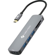 Novoo Type-C To 3*usb-A 3.1 4K HDMI Tf Sd Kart Okuyucu Dönüştürücü Adaptör