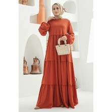 Neways 6510-ANCELINA Büzgülü Elbise Tarçın