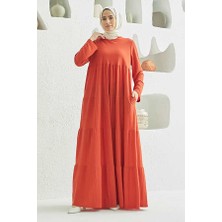 Neways 6400-ANCELINA Büzgülü Elbise Kiremit