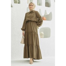 Neways 6567-CARLA Büzgülü Elbise Vizon