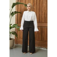 Neways 1123-BAĞCIKLI Bol Paça Pfd Pantolon Siyah