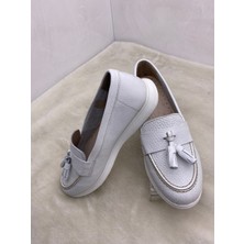 Çiğdem Kundura Çiğdem Beyaz Deri Püsküllü Timberland Babet A2 Beyaz 36 ST02442-12371