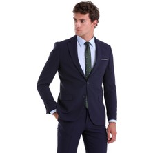 Hatemoğlu Lacivert D. Slim Fit Mono Yaka Desenli Klasik Takım Elbise