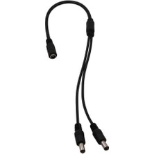 Wozlo 2'li Dc Adaptör Çoklayıcı Kablo 5.5*2.1mm - 1 Dişi 2 Erkek - Şerit LED Cctv Power Jack - 40CM