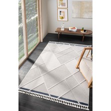 Eliz Home Iskandinav Modern Saçaklı Dokuma Halı Oturma Odası Salon Halısı