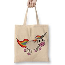 Humuts Unicorn Anime Cartoon Sevimli Cute Rainbow Bez Çanta Uzun Saplı