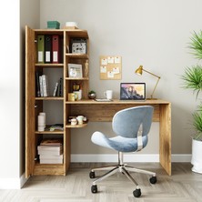 Roomart Roma Raflı Çalışma Masası , Çalışma Ofis Masası Sol Dolaplı Atlantik Çam