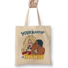 Humuts Your Makeup Is Terrible Branca Bez Çanta Uzun Saplı