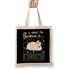 All I Want For Christmas Is A Hamster Knit Pattern Bez Çanta Uzun Saplı