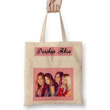 Humuts Kişiye Özel Isim Yazılı Blackpink Bez Çanta Uzun Saplı