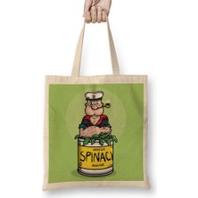 Popeye Spinach Temel Reis Bez Çanta Uzun Saplı
