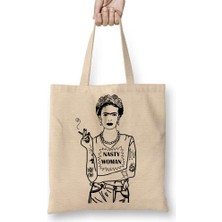 Frida Kahlo 3 Bez Çanta Uzun Saplı