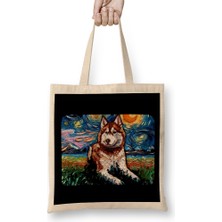 Humuts Red And White Husky Night Bez Çanta Uzun Saplı