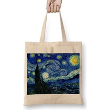 Humuts Van Gogh Yıldızlı Gece Bez Çanta Uzun Saplı