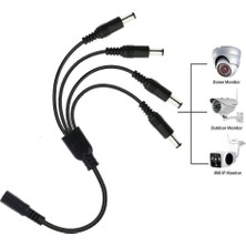 Wozlo 4'lü Dc Adaptör Çoklayıcı Kablo 5.5*2.1mm - 1 Dişi 4 Erkek - Şerit LED Cctv Power Jack - 40CM