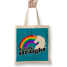 Totally Straight Unicorn And Rainbow Bez Çanta Uzun Saplı
