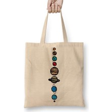 Gezegenler Bez Çanta Uzun Saplı