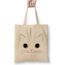 Humuts Cute Ginger Cat White Cat Kedi Bez Çanta Uzun Saplı