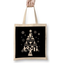 Humuts Stranger Things Christmas Tree Silhouette White Bez Çanta Uzun Saplı