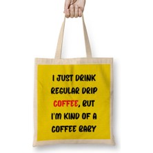Cat Funny Coffee Drinks Art Lover Gift Quote - Vintage Retro Rainbow Style Bez Çanta Uzun Saplı