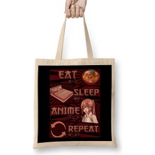 Humuts Funny Anime Obsessed Girl Eat Sleep Anime Repeat Bez Çanta Uzun Saplı
