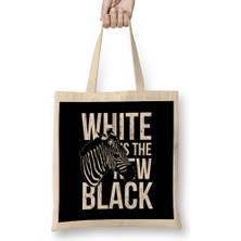 Zebra White Is The New Black Bez Çanta Uzun Saplı