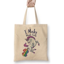 Humuts Unicorn I Make Magic Farts Pixel Art Bez Çanta Uzun Saplı