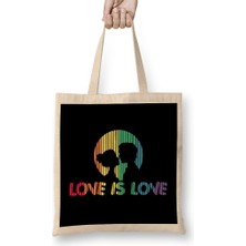 Adorable Love Is Love Colorful Rainbow Silhouette Bez Çanta Uzun Saplı