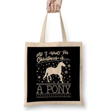 All I Want For Christmas Is A Pony Knit Pattern Bez Çanta Uzun Saplı