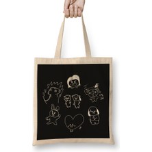 Humuts Bts BT21 Drawing White Bez Çanta Uzun Saplı