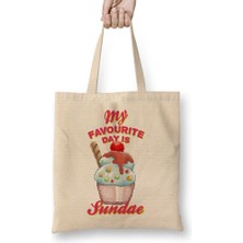 Humuts My Favourite Day Is Sundae Ice Cream Pixel Art Bez Çanta Uzun Saplı