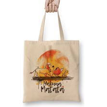 Humuts Hakuna Matata No Worries Watercolor Bez Çanta Uzun Saplı