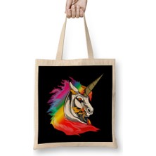 Cute Metal Rainbow Unicorn Metallic Mythical Horse Bez Çanta Uzun Saplı