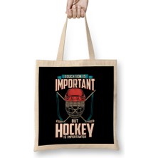 Education Is Important But Hockey Is Importanter Bez Çanta Uzun Saplı