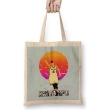 Kristaps Porzingis Vintage Art - Legend Basketball Gift Bez Çanta Uzun Saplı