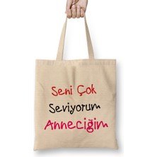 Anneler Günü Annelere Hediye 055 Bez Çanta Uzun Saplı