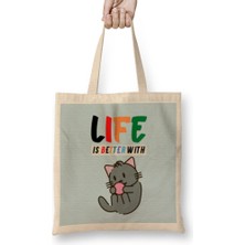 Humuts Funny Cat Lover Gifts For Women Men Kids Bez Çanta Uzun Saplı