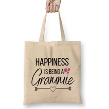 Humuts Happiness Is Being A Grammie Gift Bez Çanta Uzun Saplı