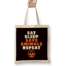 Humuts Eat Sleep Save Animals Dog Pet Animal Care Veterinarian Pets Bez Çanta Uzun Saplı