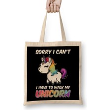 Humuts Sorry I Can T I Have To Walk My Unicorn Majestic Bez Çanta Uzun Saplı