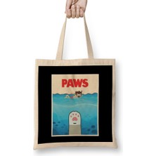 Humuts Jaws Parody Paws Jaws Poster Parody Bez Çanta Uzun Saplı