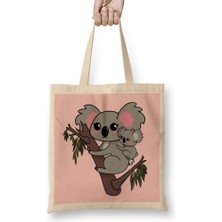 Humuts Kawaii Koalas Mother And Baby Mothers Day Bez Çanta Uzun Saplı