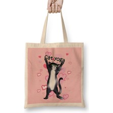 Humuts Black And White Cat Yoga Time Bez Çanta Uzun Saplı