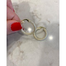 Best My Silver Kadın Gümüş Zirkon Taşlı Halka Küpe