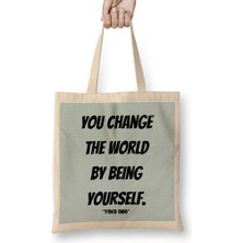 Humuts Yoko Ono Quote Lovers Gift Vintage Retro Rainbow Bez Çanta Uzun Saplı