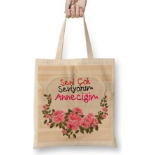 Humuts Anneler Günü Annelere Hediye 051 Bez Çanta Uzun Saplı